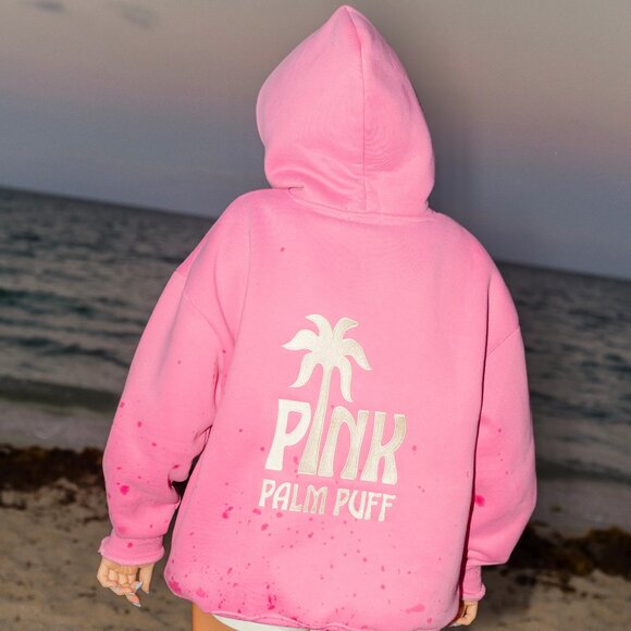 Pink Palm Puff Classic Puff Hoodie in Raspberry - Size Large - BNWT - Picture 6 of 9